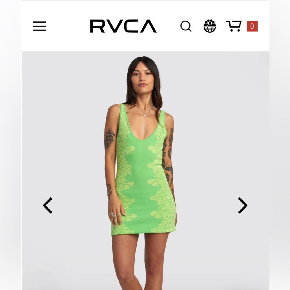 RVCA *Never Worn* Lime Green light-weight knit mini dress